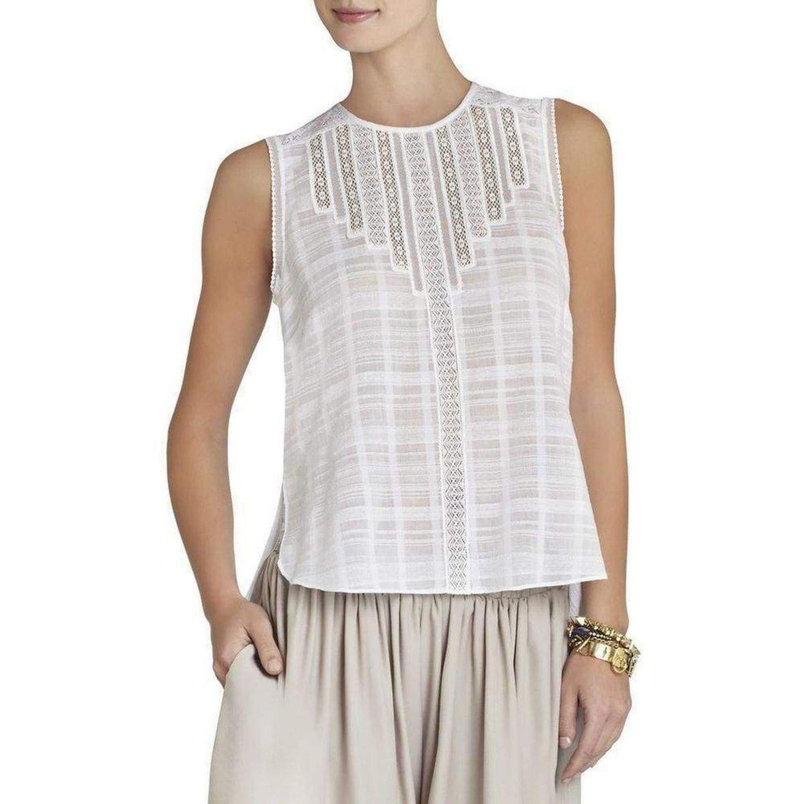 Bcbgmaxazria - Marci Sleeveless Lace-Trim Top - S
